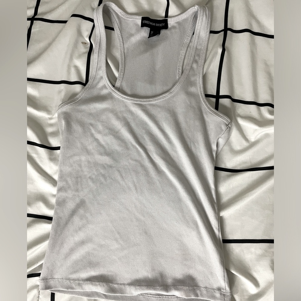 White racer back tank top